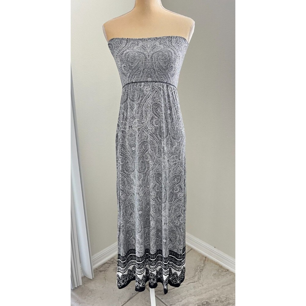 CYNTHIA ROWLEY Floral Paisley Strapless Summer Maxi Stretch Tube Dress Size S